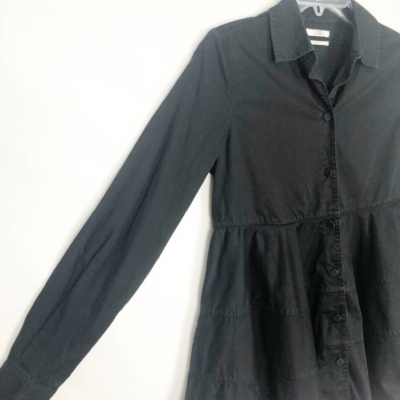 CO 100% Cotton Women's Tiered Button Down Black Shirt Long Sleeves Size Small - Picture 5 of 11